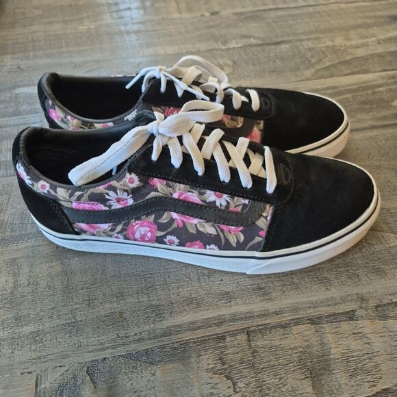 Vans Skate Shoes Womens 10.5 Old Skool Off The Wall Black Suede Garden Floral main image 4